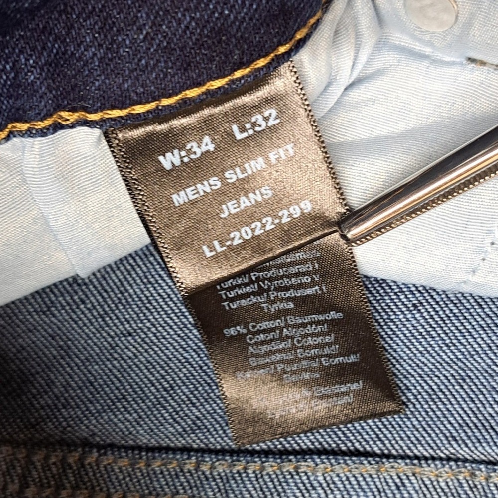 Legend London Slim Fit Jeans Mens 34x32 Dark Wash Blue Excellent Stretch Denim - Picture 4 of 12